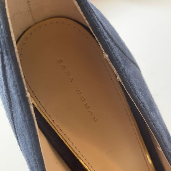 Zara blue suede platform pumps - Picture 7 of 9